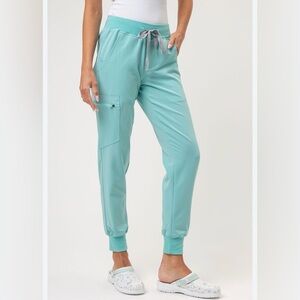 Figs Zamora Jogger Scrub Pants XS Petite‎ Sea Glass Blue B03